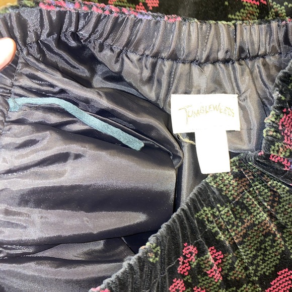 Vintage Tumbleweeds Skirt Velvet Floral Rose Lined Long Modest Belt EUC Sz 32 - Picture 9 of 10